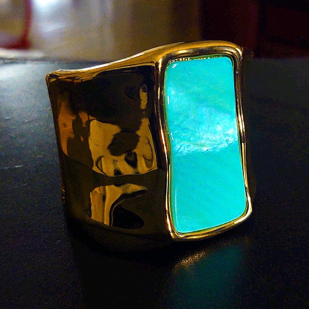 Robert Lee Morris Gold Turquoise Clamper Bracelet